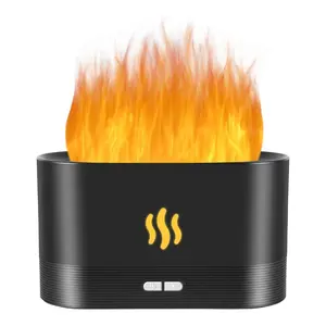 Flame Diffuser Humidifier-Auto Off 180ml Essential Oil Diffuser-2 Modes Brightness Aroma Humidifier with Fire Flame Effect for Home,Office,Spa,Gym (Black)