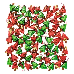 Bulk 72 Pc. Reversible Sequin Plush Christmas Tree Ornaments