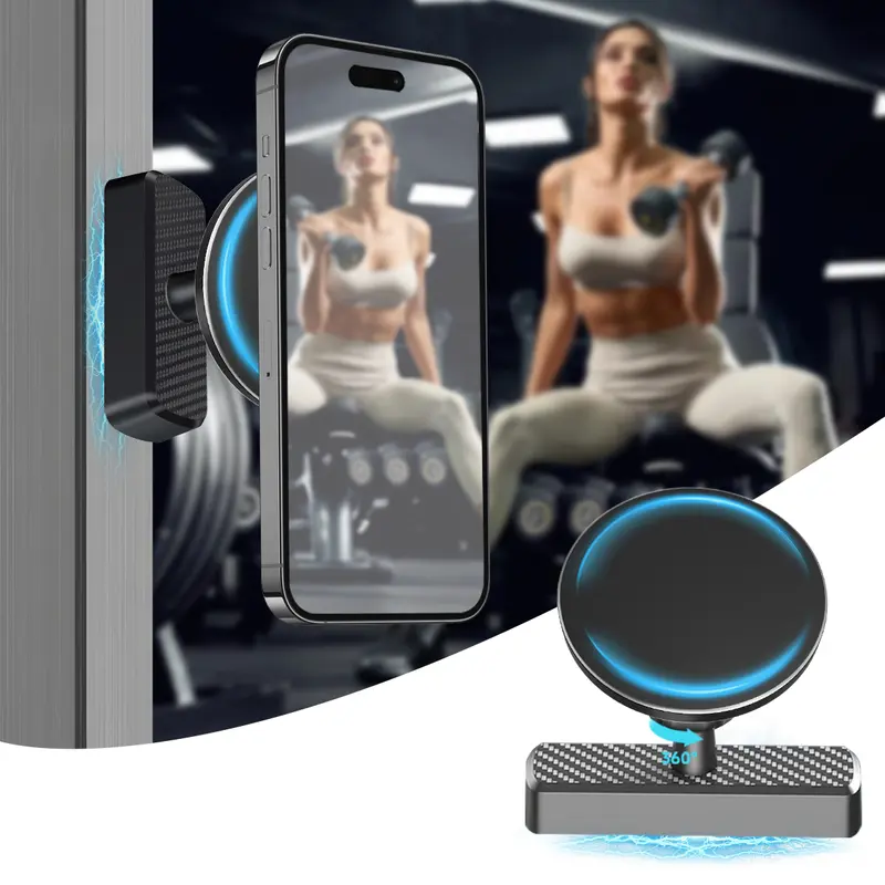 Magnetic Metal Adjustable Cellphone Mount Holder - 360-Degree Rotation, Stable Mount, Universal Fit, Gym & Outdoor Sports Use, Car Interior Accessory, Optimal Viewing Gift