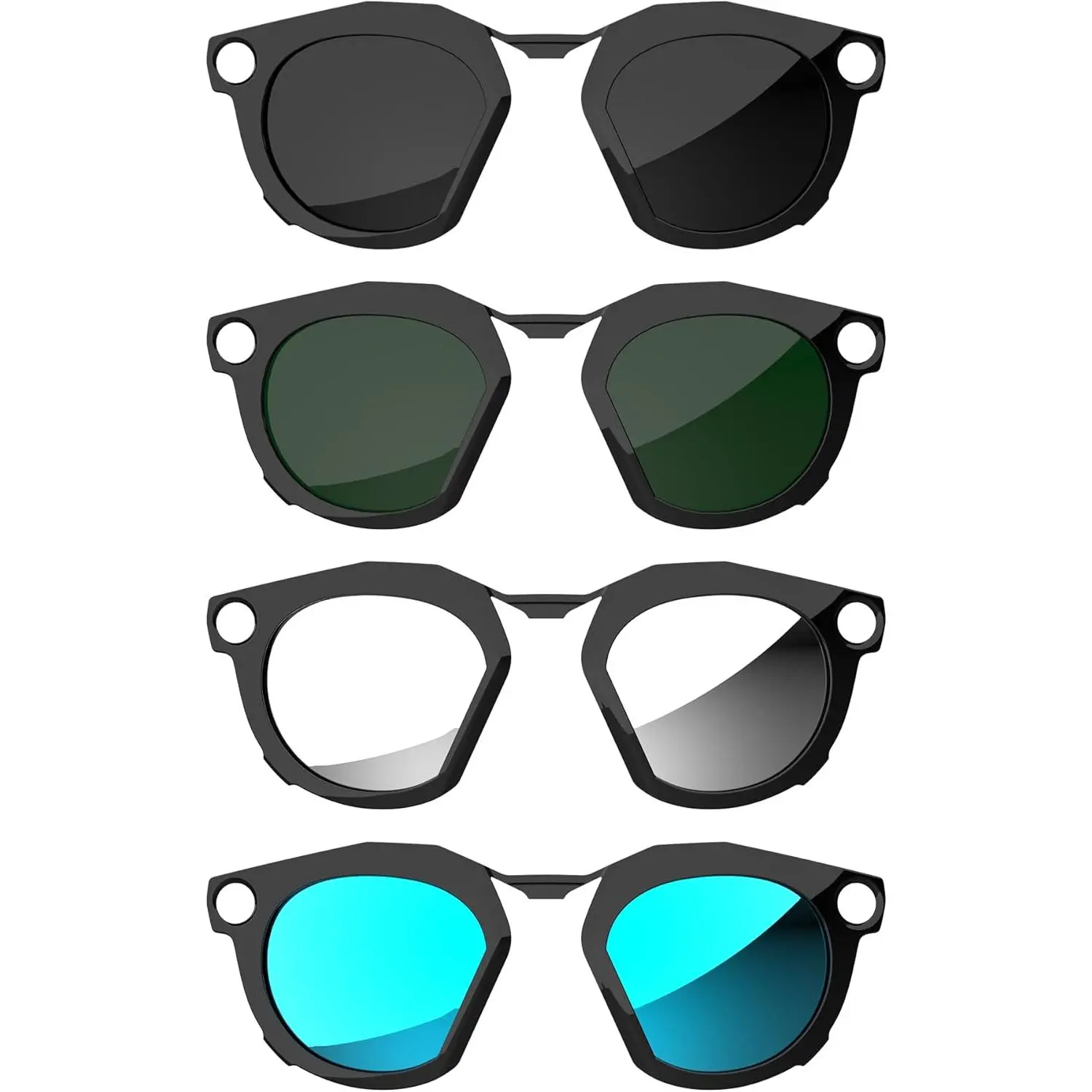 HIBLOKS 4Pcs Polarized Lenses Clip Fit for Oakley Meta HSTN Smart Glasses, Black Frame Discoloration Wearable Accessory for Eye Protection