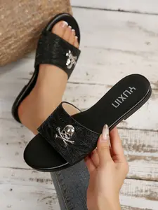 Women's Minimalist Sandals, Fashion Flat Open-Toe Sandals, Perfect for Daily Wear, Combines Style and Comfort, All over Print, PU Upper, Rubber Sole