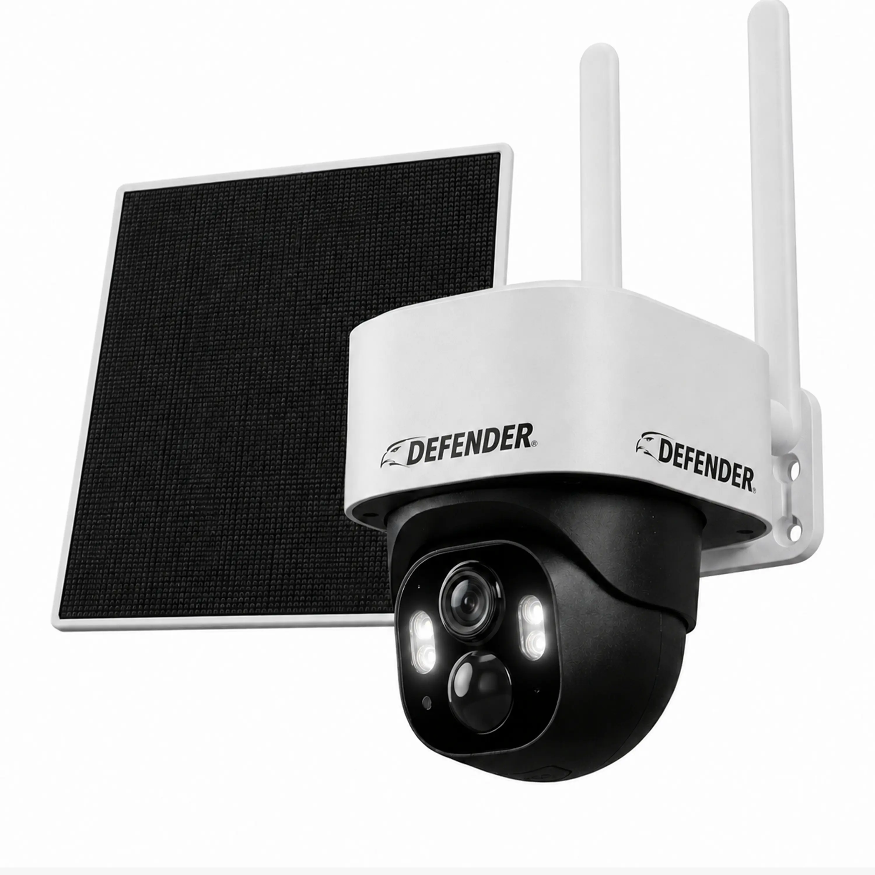 Defender AI 2K+ Frontier 4G LTE Wireless Cellular Security Camera, 360° PTZ, No WiFi, AI Tracking, Color Night Vision, 2-Way Talk, eSIM, 5W Solar Panel, Works with Empower App (Paid Data Plan Required)
