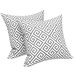 Outdoor Waterproof Throw Pillow Covers 18" x 18" Maze Grey (Pack of 2) US