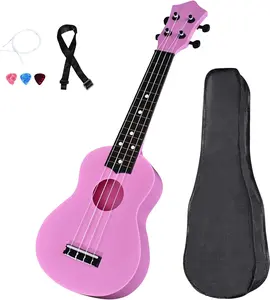 Ukulele 21 Inch Soprano Ukelele,Musical Instrument, Ukulele  for Girls  Beginners with Bag (Pink)