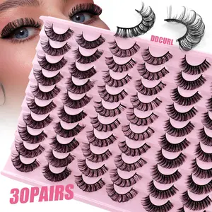 False Eyelashes Kit, 30 Pairs Curling Faux Cluster Lashes, Natural Curling Eye Makeup Strip Lashes for Women & Girls, Cosmetic, DIY False Eyelashes