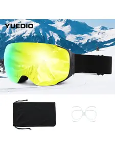 Magnetic Windproof Ski Goggles with OTG Design for Men Women Adult，Double-layer Anti-fog Snowboard Goggles with 100% UV Protection  Spherical Frameless and Helmet Compatible Snowboard Goggles