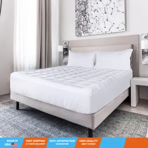 Queen Mattress Pad, Quilted Fitted Premium Mattress Protector, Deep Pocket Mattress Cover Stretches up to 16 Inches, Fluffy Pillow Top Mattress Topper (60x80 Inches, White)