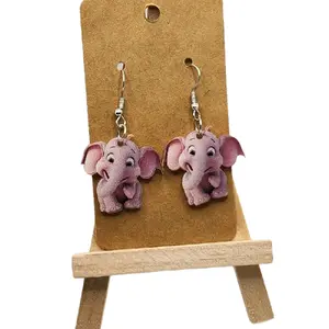 Adorable Elephant Earrings - Lightweight Plastic, Hook Design, Easy to Wear, Long-Lasting, Fun and Playful Accessory for Jewelry Lovers