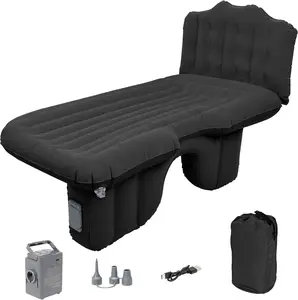 Dikasun Back Seat Car Air Mattress: Cordless Inflatable SUV Car Camping Bed for Truck Van with Built-in Air Pump, Thickened Double-Sided Flocking Travel Car Sleeping Pad