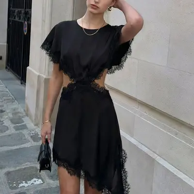 aritzia black lace dress Spades Satin Dress