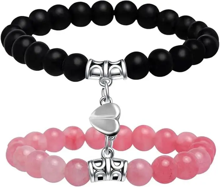 Dual-Sized Matching Heart Magnetic Bracelets for Couples, Best Friends & Family - Perfect Gifts for Parents and Daughter