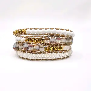 Milky Gemstones Beaded Wrap Bracelets