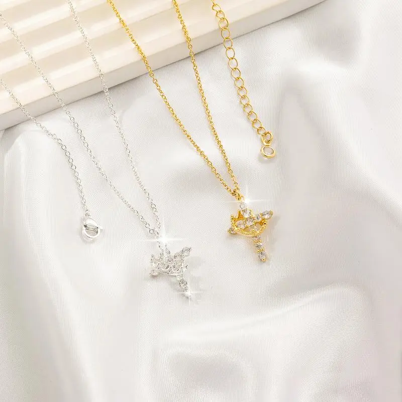 Unisex Cross Charm Necklace - Gold/Silver/Rose Gold Stackable Clavicle Chain, Invisawear Basic Fashion Jewelry, Dainty Male Accessory, Christmas Gift for Women & Men