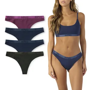 PSD Women's Mood Solids Butterfly Thong Panties 4-Pack Boxed Matching Gift Set - Comfortable, Breathable, Lightweight Modal Fabric Underwear