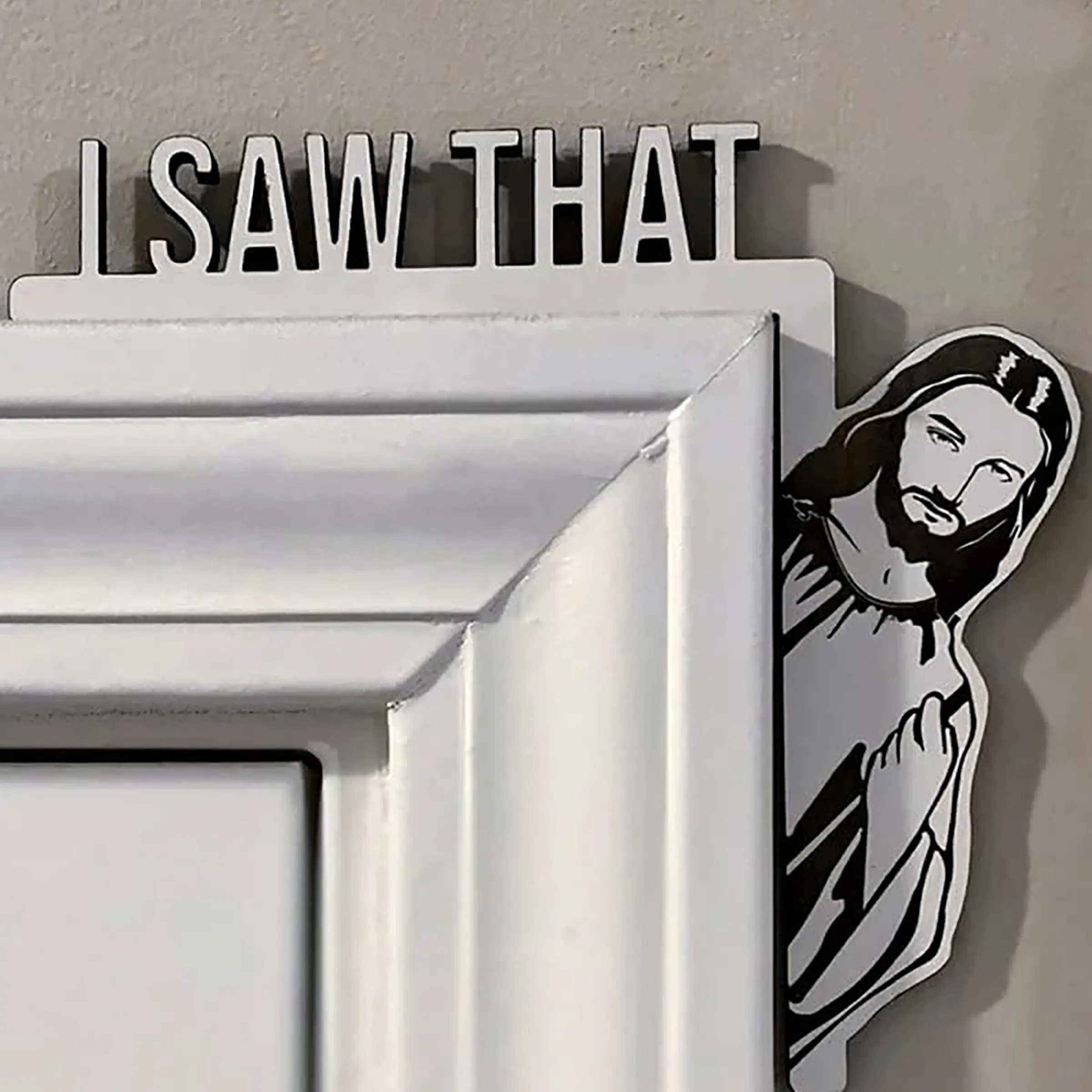 3 Pcs Creative Artistic Jesus & Letter Design Wooden Door Corner Frame Decorative Ornament, Funny Door Frame Hanging Ornament,Home Decor for Living Room Bedroom, Hangable, Novelty Decor, Door Decorations