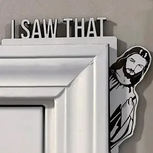 3 Pcs Creative Jesus & Letter Design Wooden Door Corner Frame Decorative Ornament, Funny Door Frame Hanging Ornament,Home Decor for Living Room Bedroom