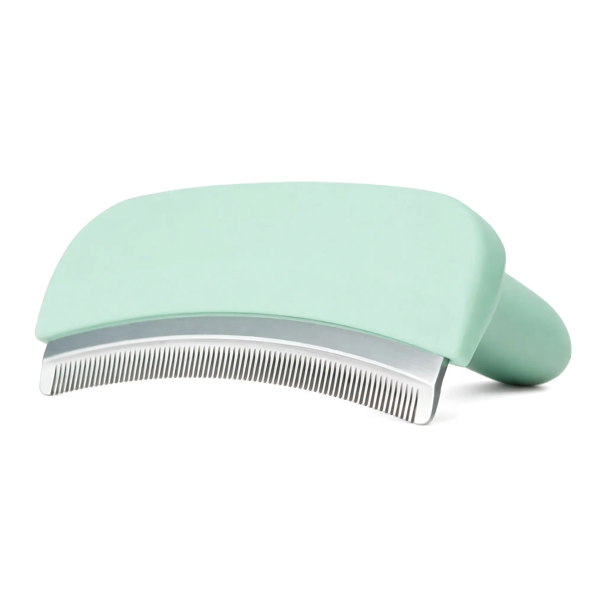 Curved Pet Deshedding Brush Ergonomic Handheld Hair Removal Comb Safe Stainless Steel Teeth Gentle Undercoat Grooming Tool For Dogs & Cats Effectively Clear Loose Fur Prevent Tangles Easy To Clean Household Pet Daily Grooming Accessory