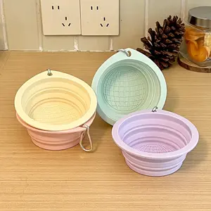 New Pet Foldable Bowl Dog Bowl Silicone Bowl Cat Dog Licking Bowl Outdoor Portable Drinking Feeding Bowl Travel Companion