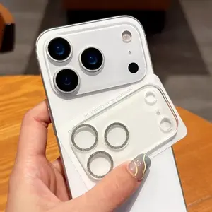 Glitter Diamond Aesthetic Full Coverage Lens Protector Film for iPhone 17 Pro Max & 17 Pro, Anti-Scratch Protective Tempered Glass Screen Protector, Perfect Gift for Women