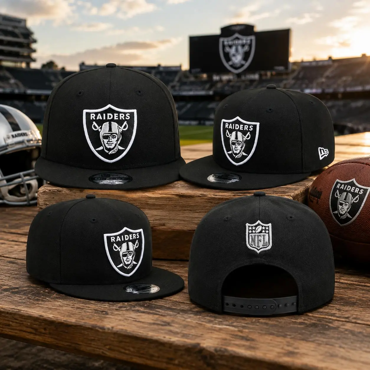 Las Vegas Raiders Black and White 9FIFTY Snapback – Flat Brim Snapback Baseball Hat Streetwear Hip Hop Unisex Premium