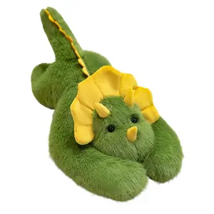 Weighted Long Arm Dinosaur Plush Toy, Shiny Faux Mink Fur Soft Stuffed Animal, Cute Fluffy Gravity  Doll, Anxiety Relief Sleep Companion for Kids Adults, Weighted Stuffed Triceratops