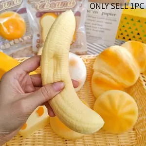 Soft Squishable Banana-Shaped Butter Bar Toy, Realistic Texture, Stress Relief, Desktop Pressure Relief, Fun Finger Toy, Sensory Squeeze Toy