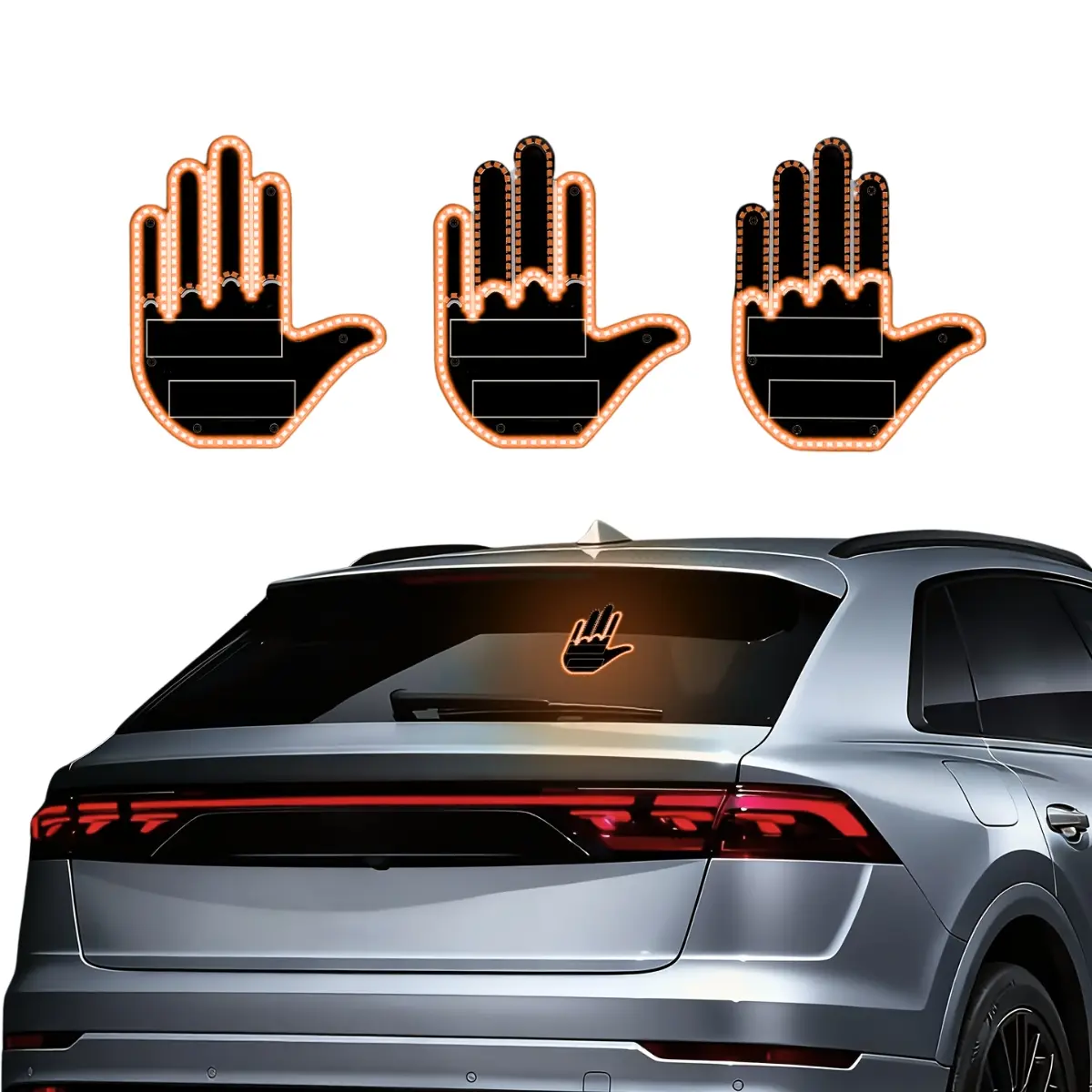 Fun Gesture Car Light, LED Hand Gesture Light for Car Window, Gesture Decorative Light, Four different finger patterns,Ambient Lighting Kit