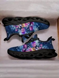 Casual Sports Shoes, K-Pop Witch Girl Group Christmas Ice Blue, Unisex Kids Textile Eva Sole, Trendy Athletic Sneakers