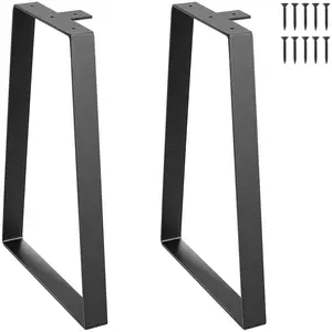 VEVOR 16 inch Trapezoid Steel Table Legs, Replacement Furniture Legs Set of 2 for DIY Coffee Tables, Modern Desks, Bench, Night Stands, Sofa, Max Load 400 lbs Heavy Duty, Quick Instalation Legs Black