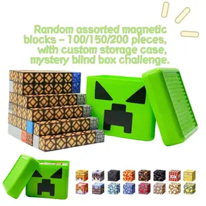 My World Random Magnetic Blocks, Educational Toy Set for Kids Ages 4-12, Unisex Brain Development Gift, Choking Hazard Warning