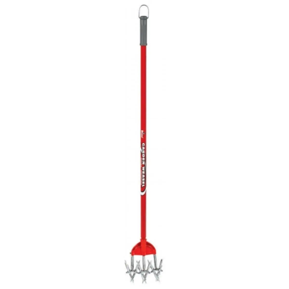 Garden Weasel 90206 Long-Handle Red Weeder with Detachable Blade, Scissor Action, Bladed Wheels for Efficient Weed Removal, Loosens Soil