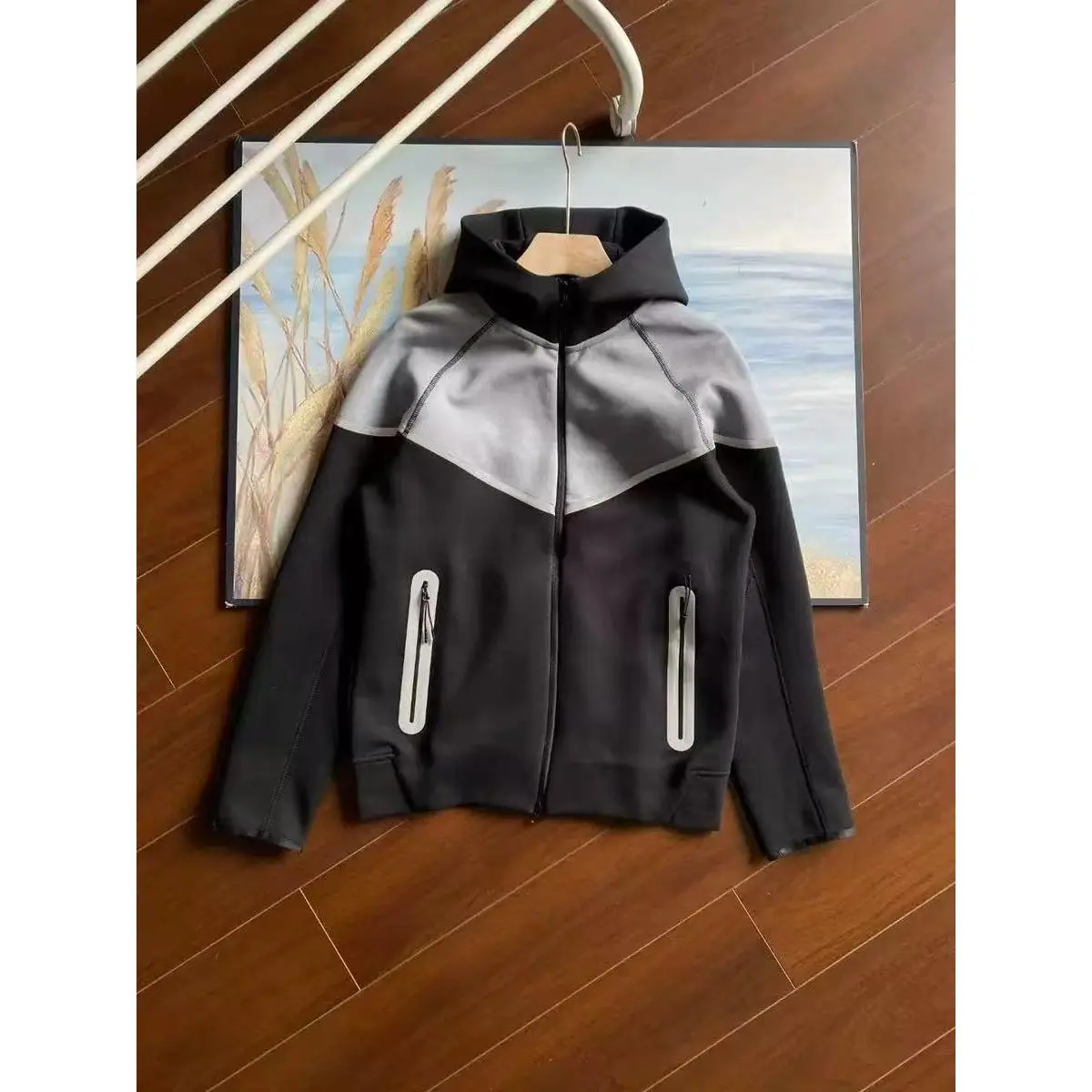 Grey patchwork black jacket