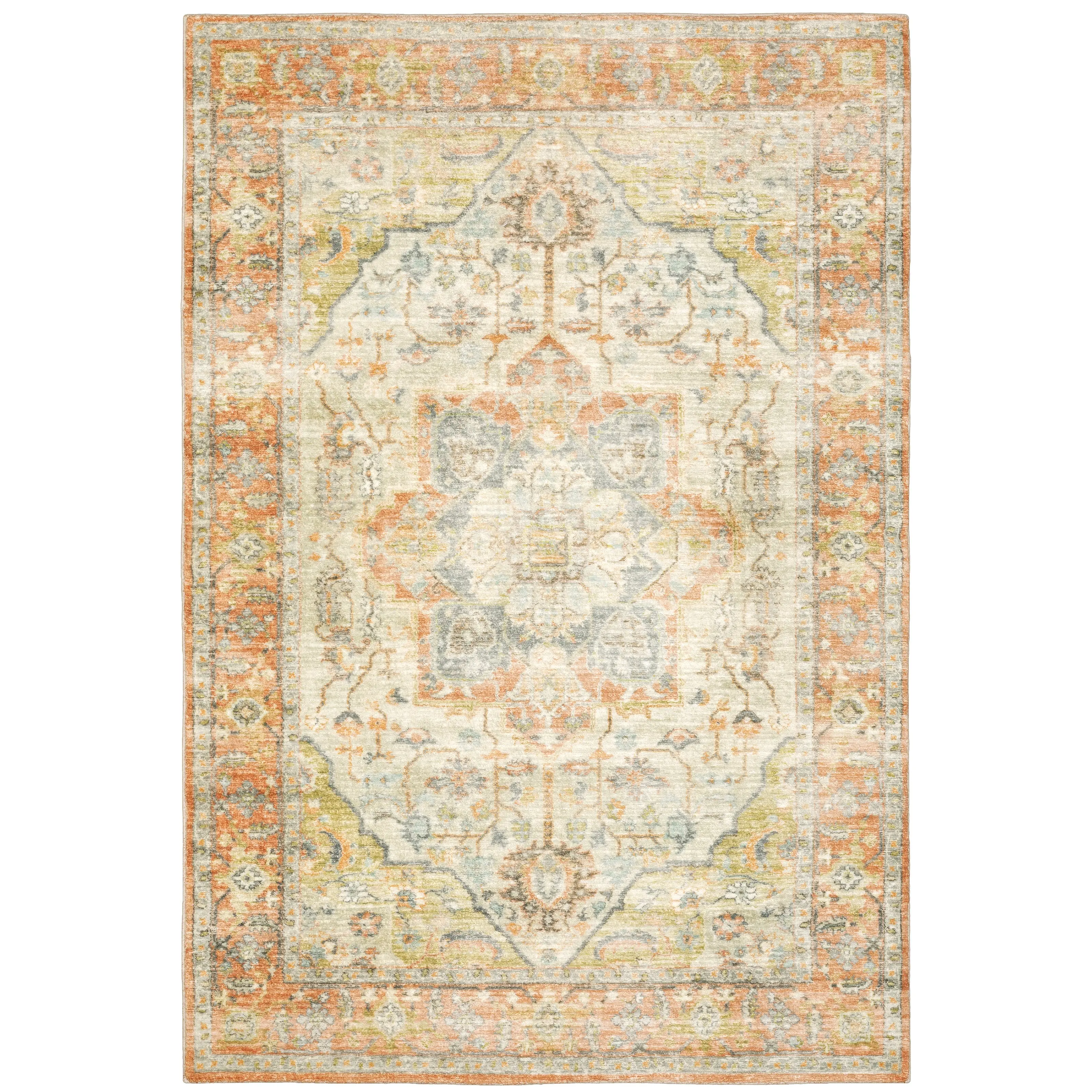 Oriental Weavers Savoy 28101 Orange Silver Traditional Machine Woven Rugs