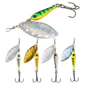 5-Pack Inline Spinner Lures for Bass & Trout - Corrosion Resistant for Saltwater & Freshwater, 3 Realistic Styles to Target Multiple Species Fishing Gear Set
