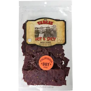 MV Vargas California Dry Style Beef Jerky - Hot & Spicy - Extra Dry Jerky - 7 oz