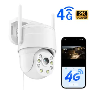 [Plug-in] No WiFi Need Security Camera Wired Indoor 24/7 Recording, 4G LTE Cellular Security Camera Outdoor, PTZ 360° View, PIR Motion Detection, 2K Color Night Vision, 2-Way Audio, Built-in eSIM, iCam 365 APP Remote, Unlimited Data Plan, White