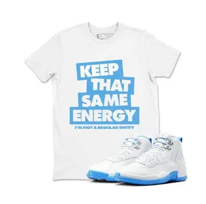 Shirt To Match AJ 12 Melo Sneaker Matching Tee, 12 Melo White University Blue Emoji T Shirt Match, Sneaker Shirt