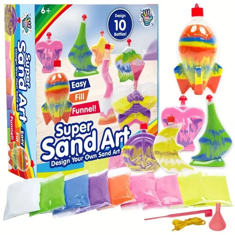 DIY Sand Art Kit For Kids - 6+ Age, 10 Bottles, Colorful Sand, Easy Funnel, Super Sand Art Craft, Perfect Creative Play