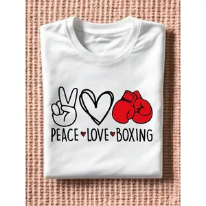 Peace Love Boxing , Boxing , Funny Boxing Lovers Gifts, Martial Arts,Peace Love Boxing Shirt For Boxing Team Matching, Cool Fitness Gift Essential T-Shirt