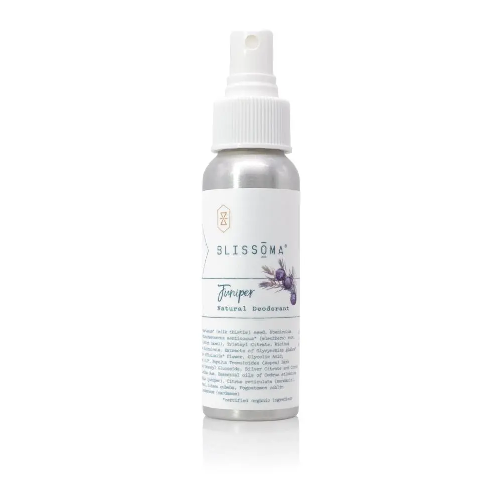 BLISSOMA Natural Juniper Aromatic Deodorant Spray, Organic Blend Body Care Product, 72g, Suitable for All Skin Types