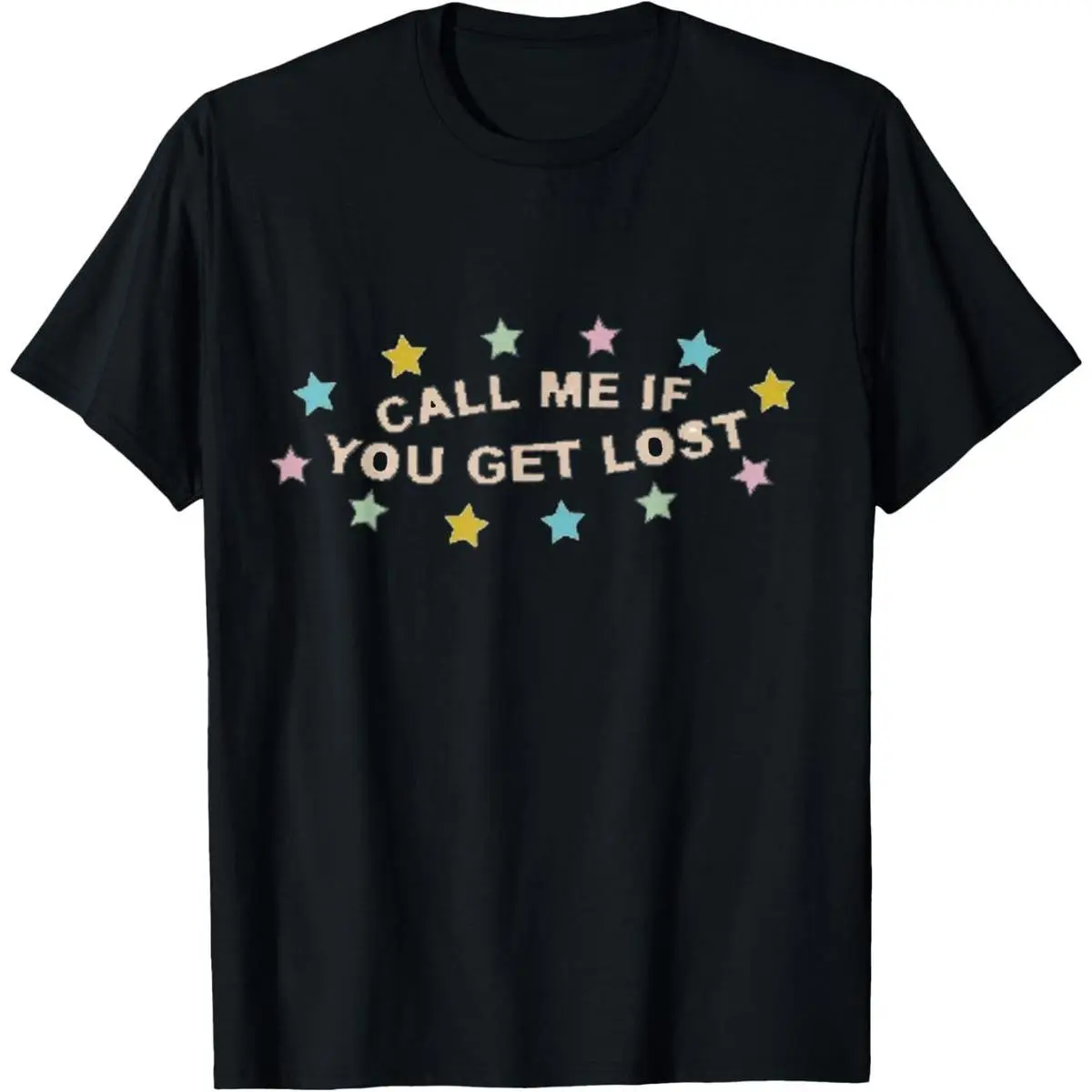 Women's 100% Cotton Fitted Vintage Distressed Round Neck Short-Sleeve Casual Tshirt, "Call Me If Lost" Themed Everyday Gift Top