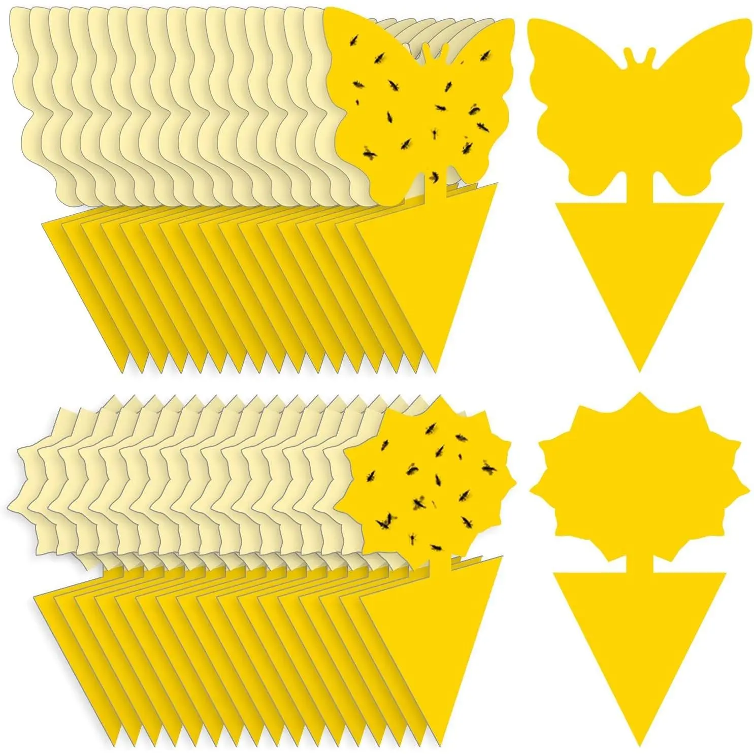 120p Yellow Double-Sided Sticky Insect Traps - Recyclable, Water-Resistant Adhesive High Humidity Insect-Control Tool for Kitchen, Catches Fruit Flies, Gnats, Whiteflies, Aphids, Leaf Miners (Indoor/Outdoor Use, No Chemical Scents)