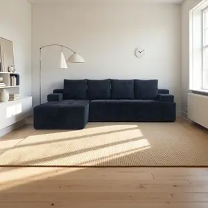 Modern Style L-Shaped Sectional Sofa with Side Pockets Wireless Charging USB Ports Cup Holder Bluetooth Speaker Reversible Chaise Chenille Black Modular Design for Small Living Rooms