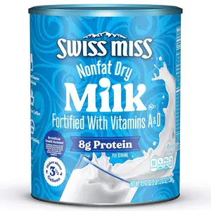 Swiss Miss Shelf Stable Nonfat Dry Powdered Milk, Hot Cocoa Bar Supplies, 45.43 oz. Canister – Fortified with Vitamins A and D, Excellent Source of Calcium