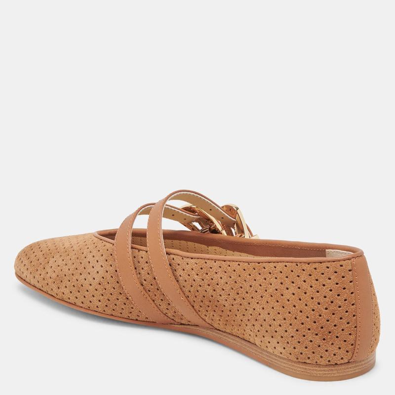 Dolce Vita BAYLEE WIDE BALLETS FLATS PECAN PERFORATED SUEDE