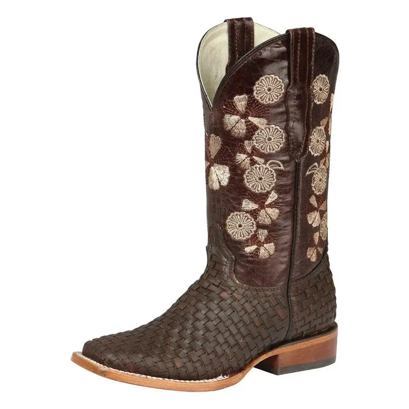 Women's Petatillo Cowgirl Boots – Floral Embroidered Western Boots Handcrafted in Mexico