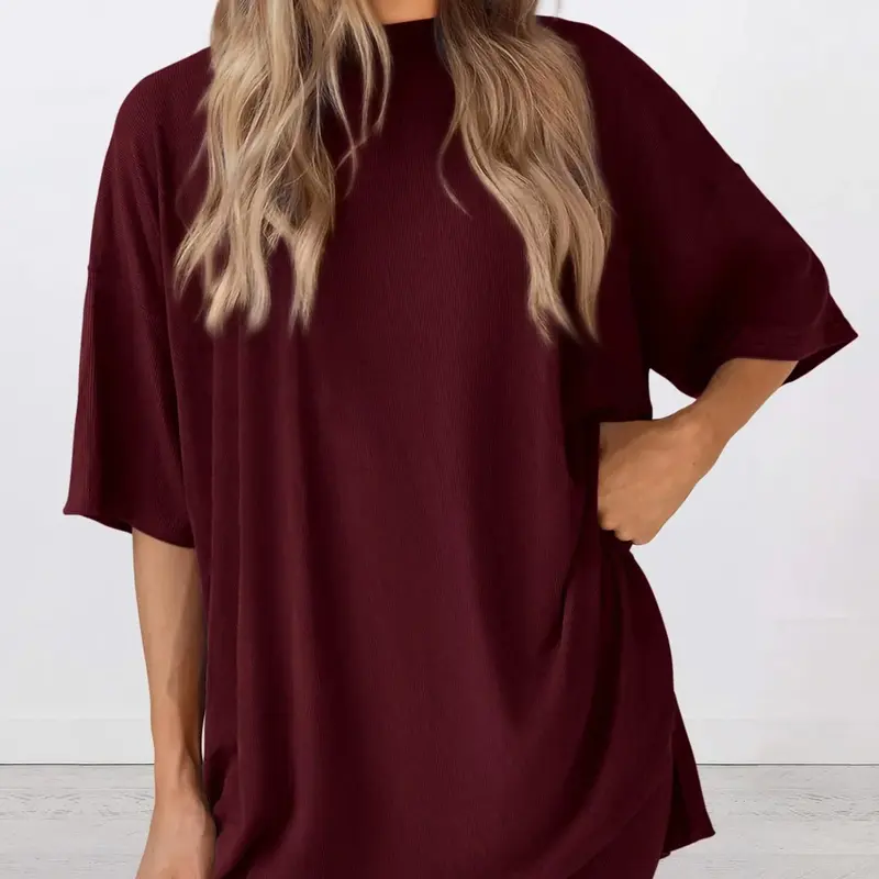 Women's Solid Color T-Shirt and Fitted Shorts Loungewear Set, Home Loungewear, Casual Comfortable Round Neck Sleepwear for Summer with Pockets, Women's Oversized Fit Pajamas, Shorts Pj Set, Summer Pyjama Set