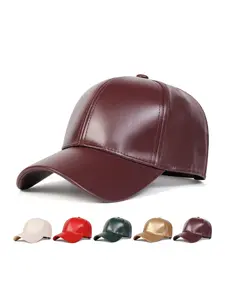 New PU Leather Baseball Cap, High Quality Hat, Windproof Sun Protection Casual Style Hat for Men & Women, Outdoor Sports Accessory