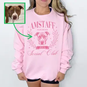Custom Dog Social Club Pet T-Shirt with Photo & Name DTG Printed