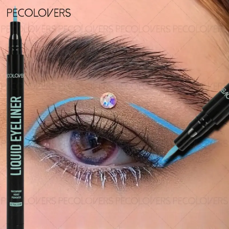 1PC Smooth Liquid Eyeliner Pen - Quick Dry, Waterproof & Sweatproof, Smudge-Proof Long-Lasting Makeup for Beginners, Eye Makeup in Blue, White, Black, Purple, Red, Green, Matte Finish Liner